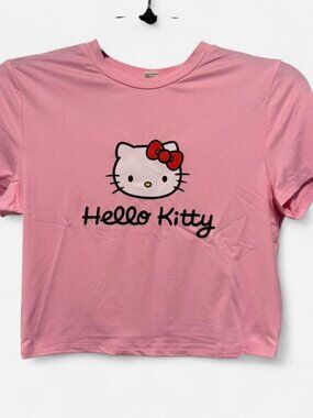 Hello Kitty Pink Graphic Crop Tee Size Medium